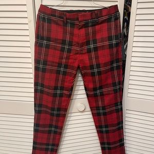 Mens Zara Checkered pants in red